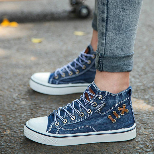 Freizeitschuhe aus Denim mit Schnürung EB
