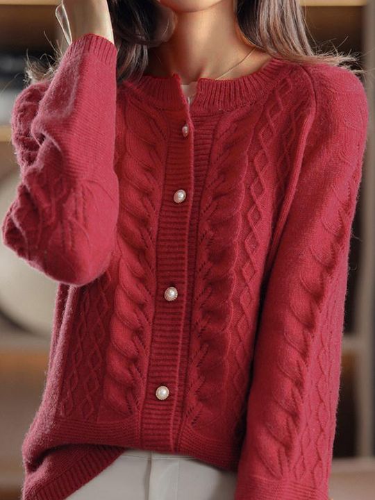 EB | Strickjacke - Stehkragen Jacquard Strickjacke