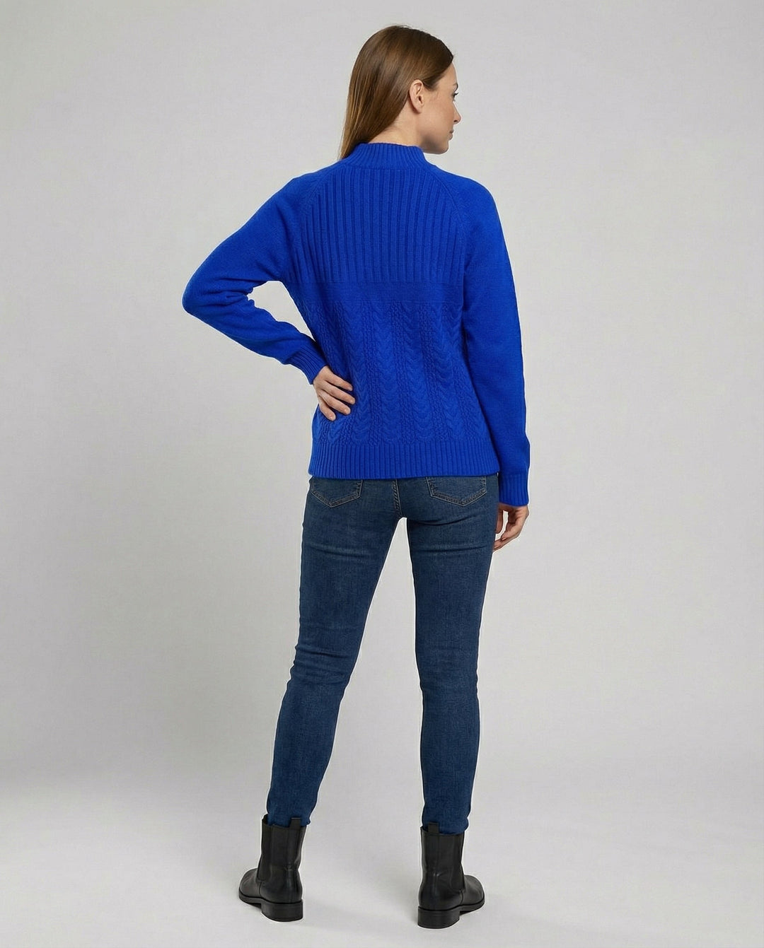 Gerippter Damen Pullover Hoher Kragen | EB