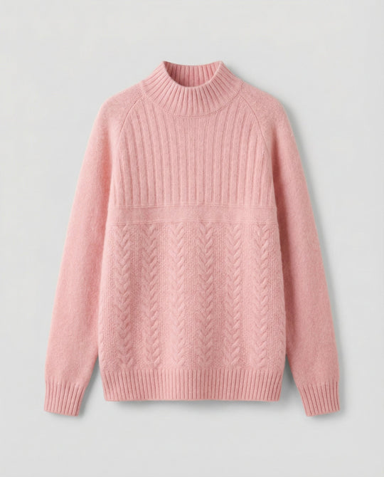 Gerippter Damen Pullover Hoher Kragen | EB