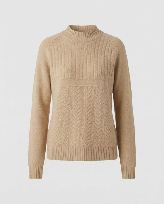 Gerippter Damen Pullover Hoher Kragen | EB