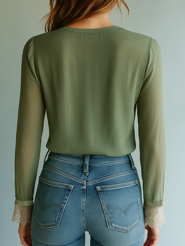 EB | Boho Bluse Mit Spitze Und Blumenmuster