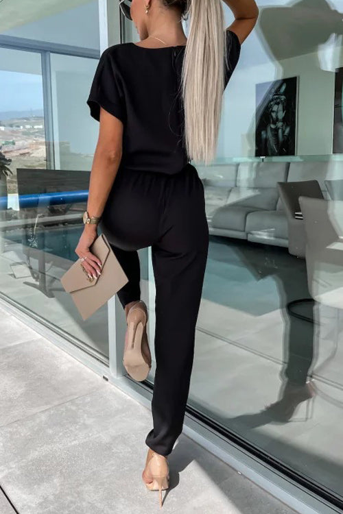 EB | Eleganter Keyhole Jumpsuit mit Gürtel für Damen