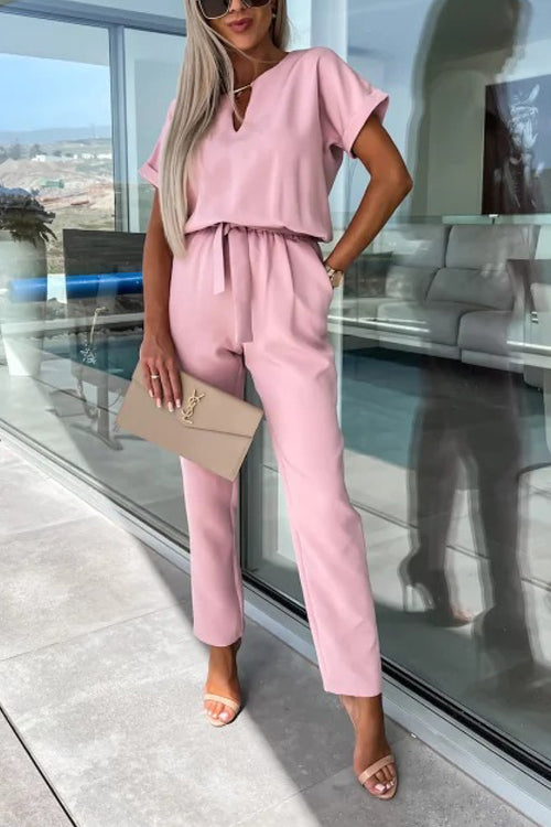 EB | Eleganter Keyhole Jumpsuit mit Gürtel für Damen
