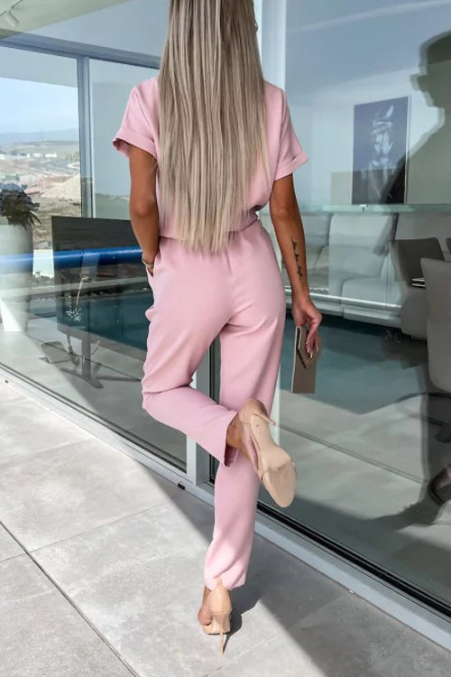 EB | Eleganter Keyhole Jumpsuit mit Gürtel für Damen
