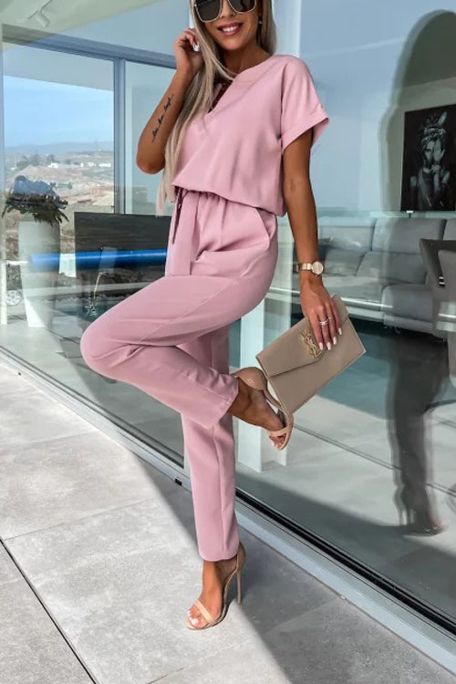 EB | Eleganter Keyhole Jumpsuit mit Gürtel für Damen
