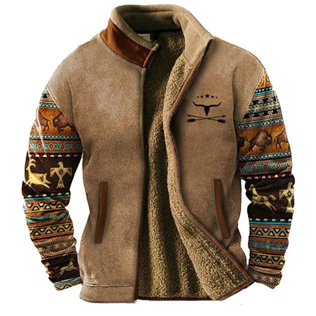 EB | Grafische Fleece-Herrenjacke mit Reißverschluss Casual und Komfortabel