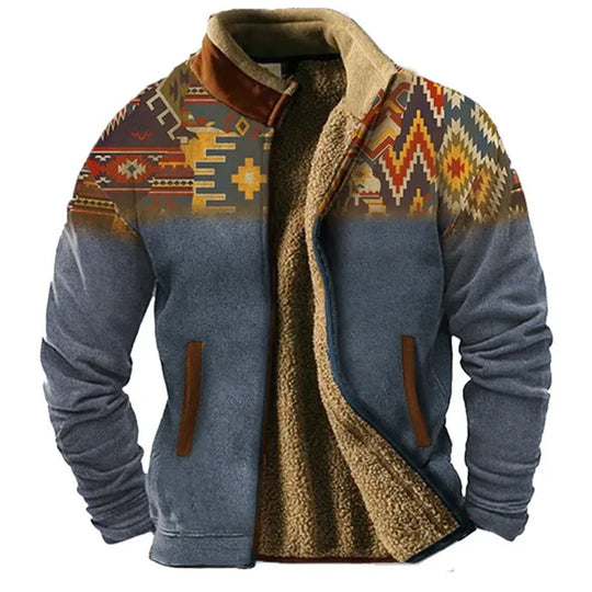 EB | Grafische Fleece-Herrenjacke mit Reißverschluss Casual und Komfortabel