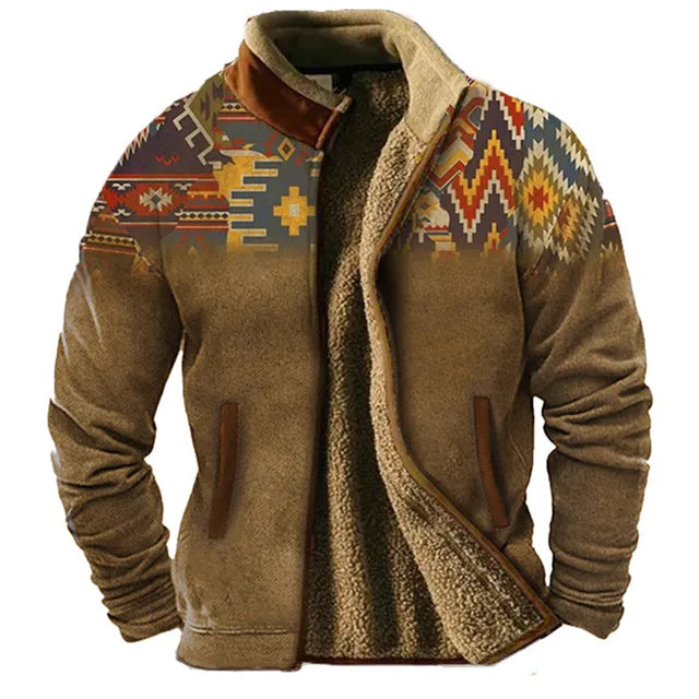 EB | Grafische Fleece-Herrenjacke mit Reißverschluss Casual und Komfortabel