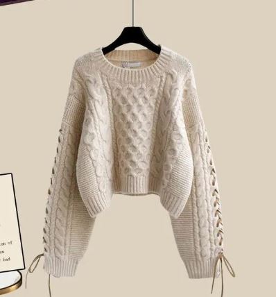 EB | Strickpullover Weite Lockere Beine Zweiteiliges Satz