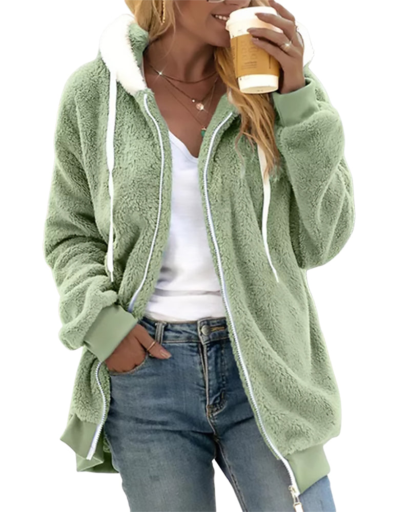 EB | Damen Fleece Hoodie Mit Reißverschluss