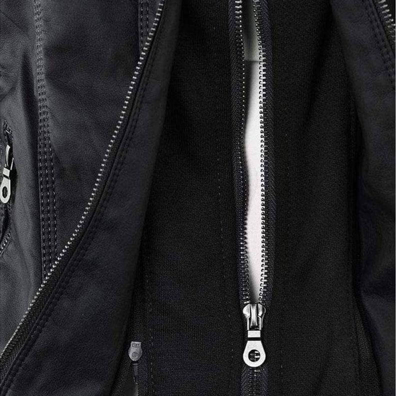 EB | Damen Slim Fit PU-Leder Zip-Up Hoodie