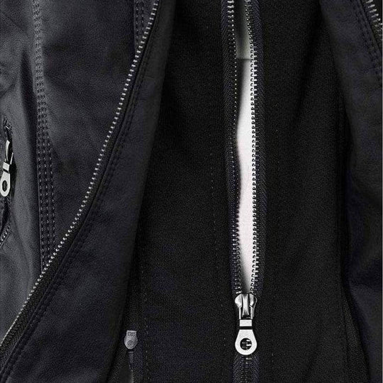 EB | Damen Slim Fit PU-Leder Zip-Up Hoodie