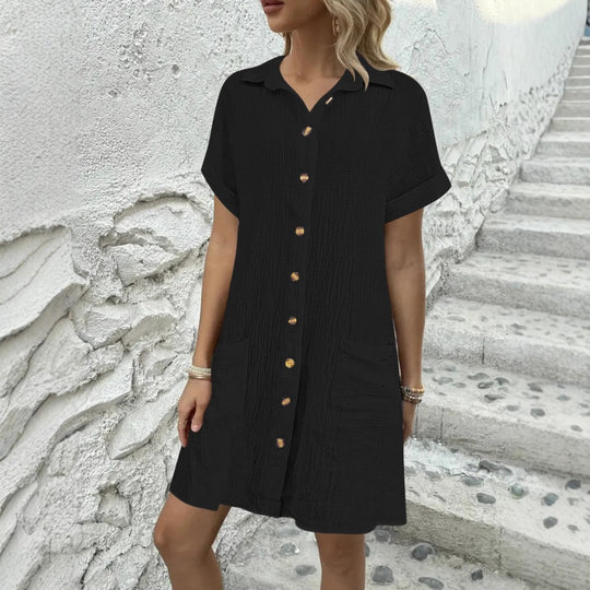 EB | Einfarbiges Hemdkleid mit Revers und Knöpfen