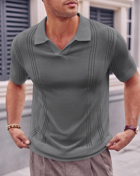 EB | Hohles POLO-Shirt mit V-Ausschnitt