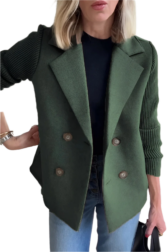 EB | Damen Blazer aus veganer Wolle mit gestrickten Ärmeln