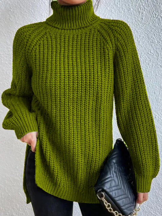EB-rollkragenpullover Mit Raglanärmel Und Geteiltem Saum