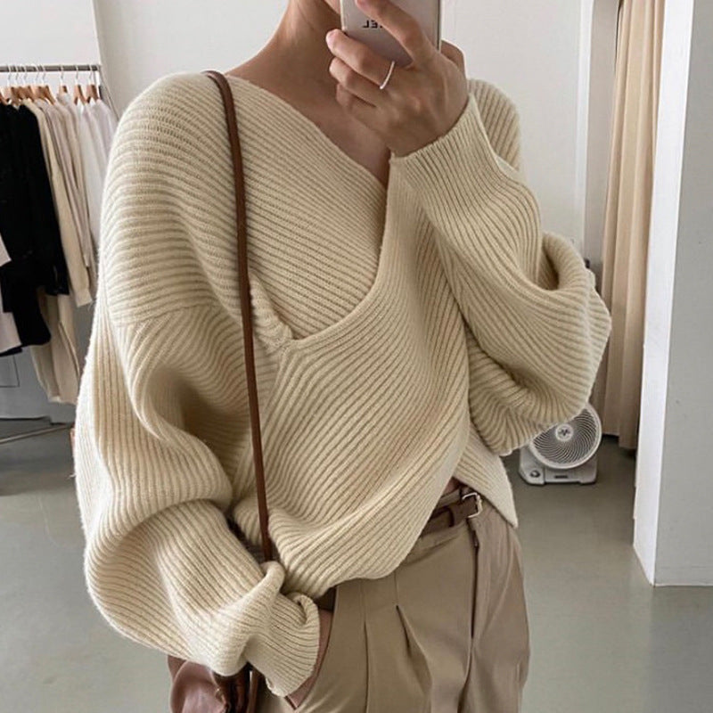 EB | Rippstrick-cross-over-pullover Weich und Elegant Moderne Passform