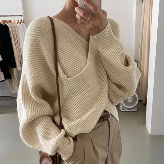 EB | Rippstrick-cross-over-pullover Weich und Elegant Moderne Passform