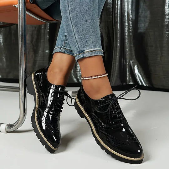EB | Lackschuhe Im Oxford-Stil mit Klobiger Sohle für Damen