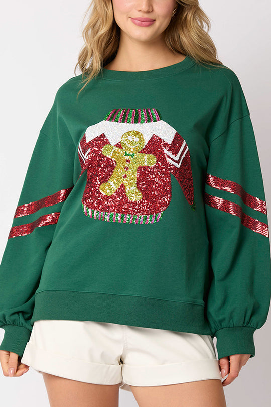 EB | Weihnachts-Pailletten-Rundhals-Lässiger Sweatshirt