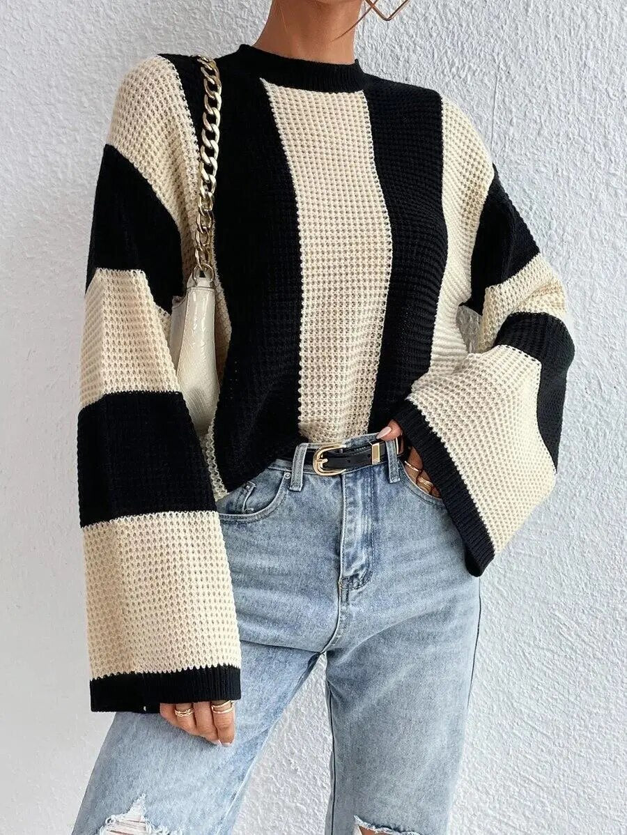 EB | bicolor Strickpullover mit weiten, lässigen Ärmeln