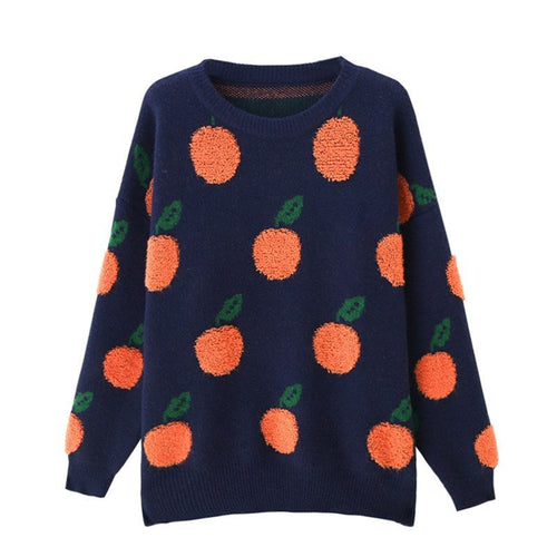EB | Strickpullover mit Früchteprint Weich und Einzigartig Gemütliche Passform