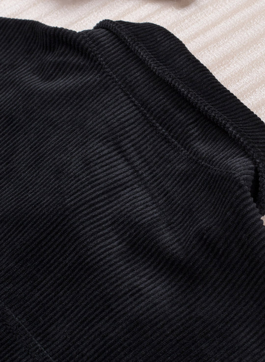 EB | Karierte Farbblock Gefallen Schulter Corduroy Shacket