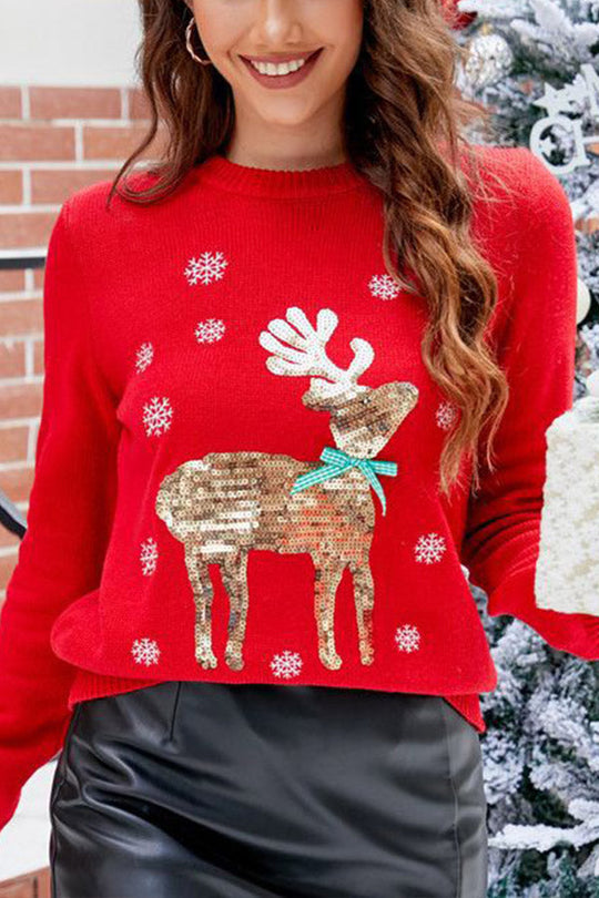 EB | Süßer Weihnachts-Strickpullover mit Rehstickerei