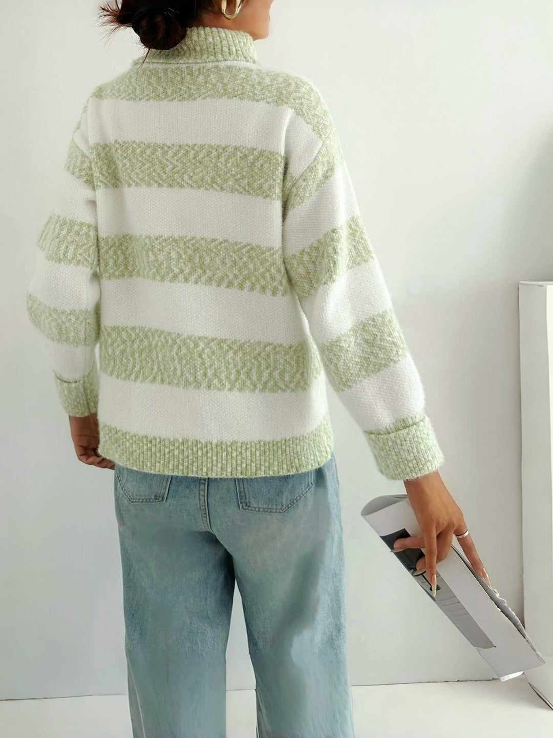 EB | Strickpullover mit Rollkragen Acrylmischung Gestreiftes Muster