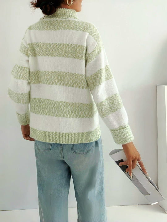 EB | Strickpullover mit Rollkragen Acrylmischung Gestreiftes Muster