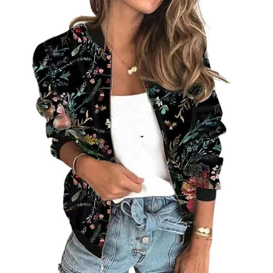 EB | Kurzjacke mit Reißverschluss Im Lässigen Druckdesign