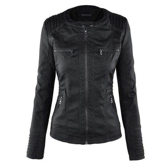 EB | Damen Slim Fit PU-Leder Zip-Up Hoodie
