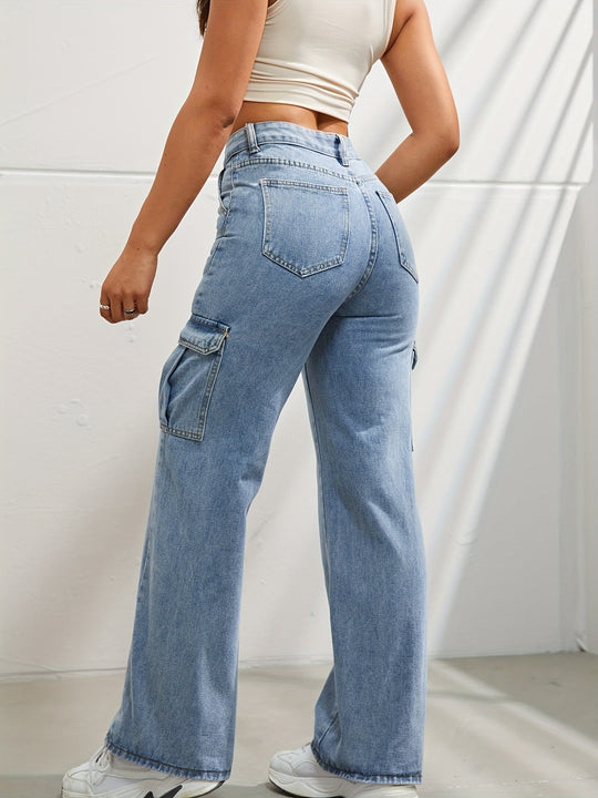EB | Hochgeschnittene Denim Cargo-Hose