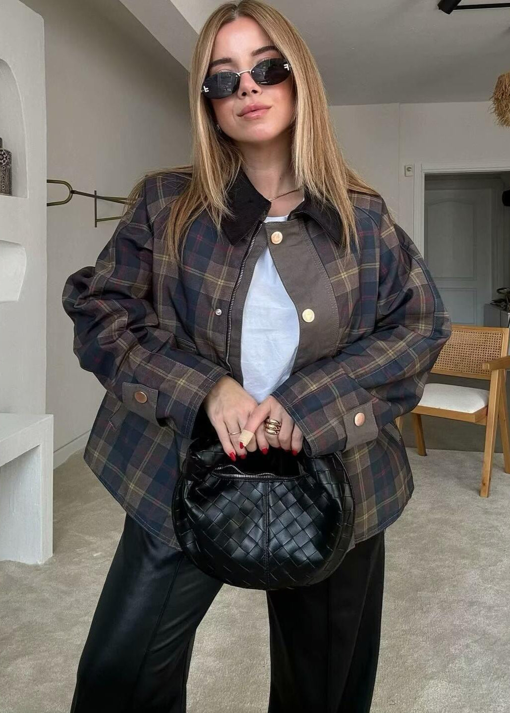 EB | Karierte Übergrößenjacke