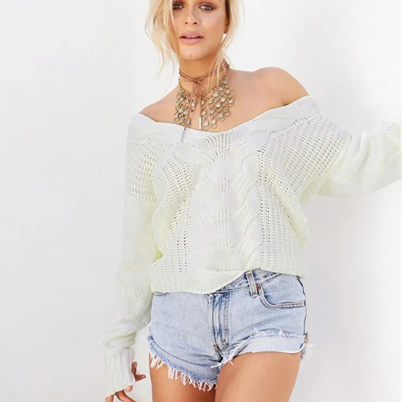 EB | Damen Oversize Strickpullover mit Langen Ärmeln