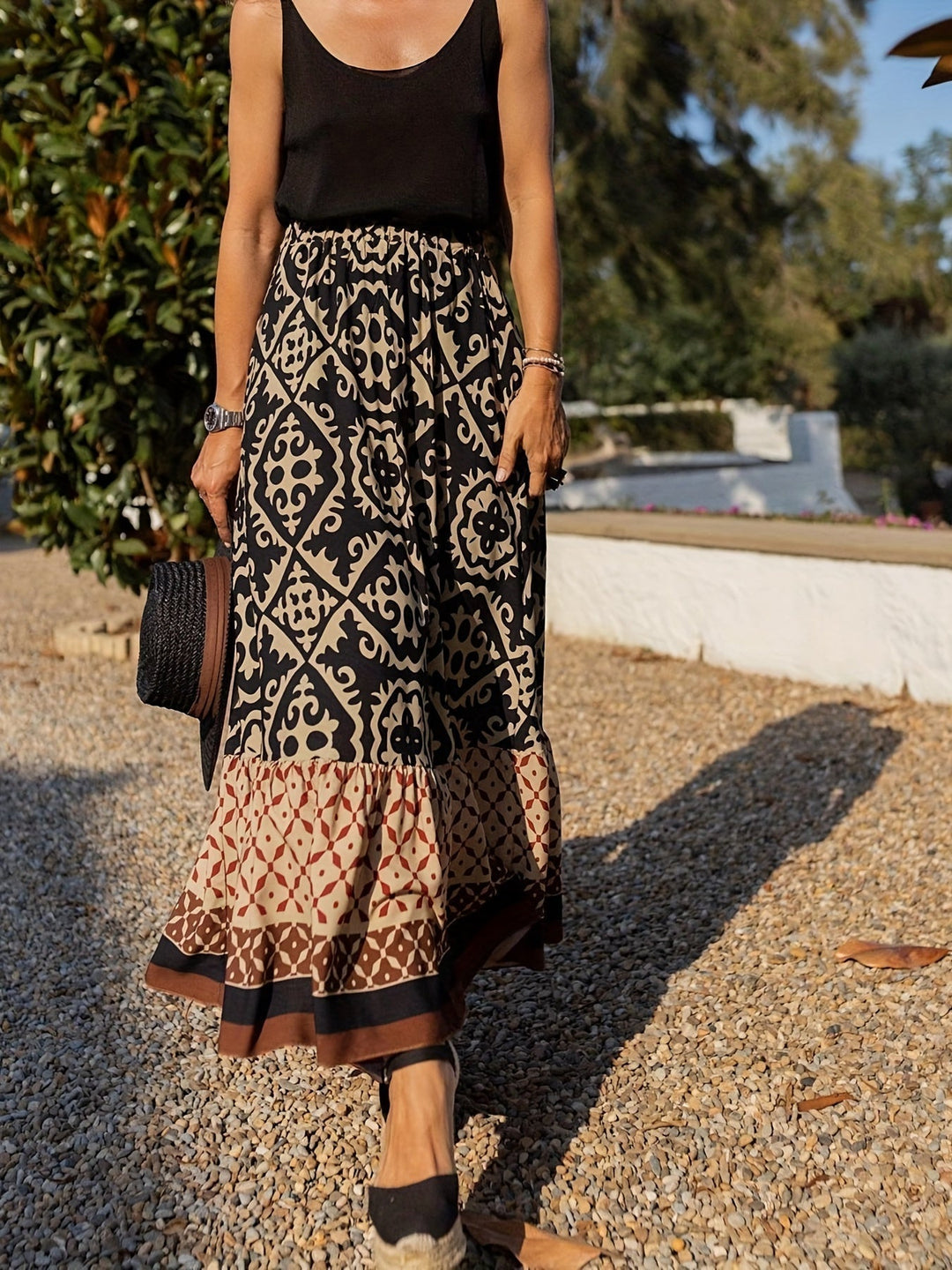EB | Boho Lange Rock mit Print