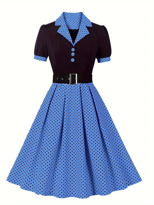 EB - Stilvolle Herbst Vintage Kleid mit Polka Dots für Frauen