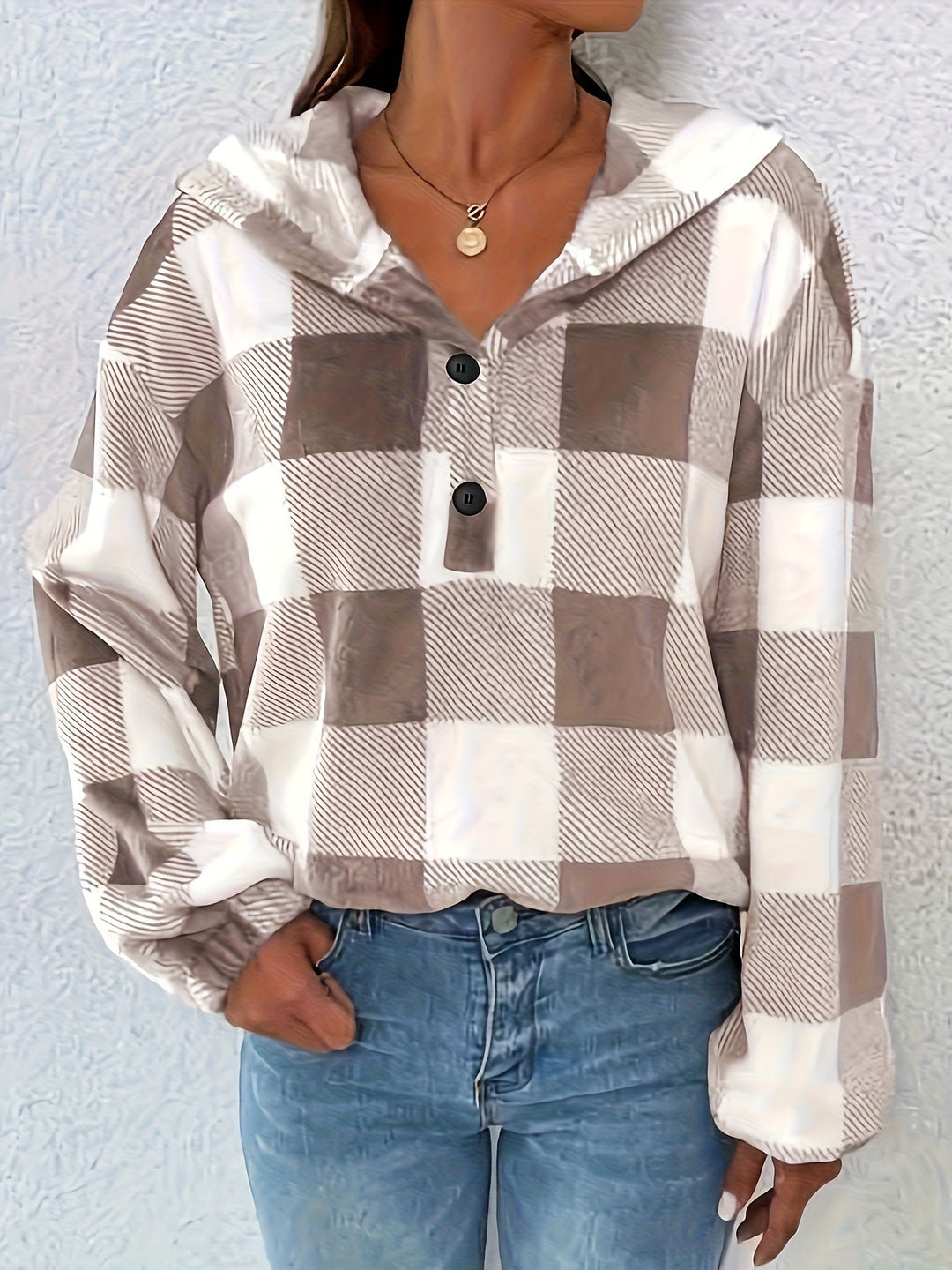EB | Flannel Karierter Hoodie Baumwolle und Polyester Trendig und Komfortabel