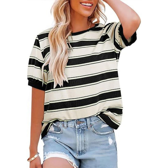 EB | Gestreiftes T-Shirt mit Rundhalsausschnitt für Damen