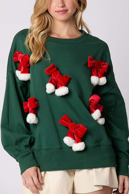 EB | Weihnachts Schleife Verziert Lässiges Langärmeliges Sweatshirt
