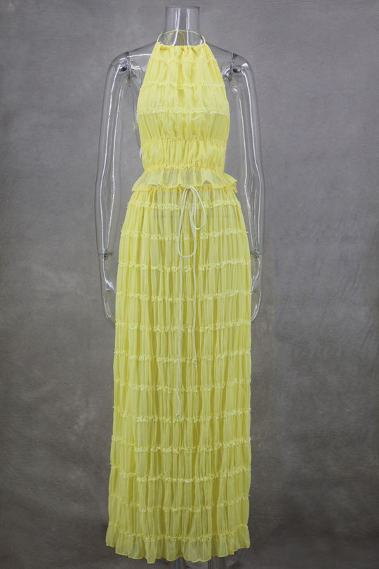 EB | Neckholder Spitzenweste langes Kleid Set