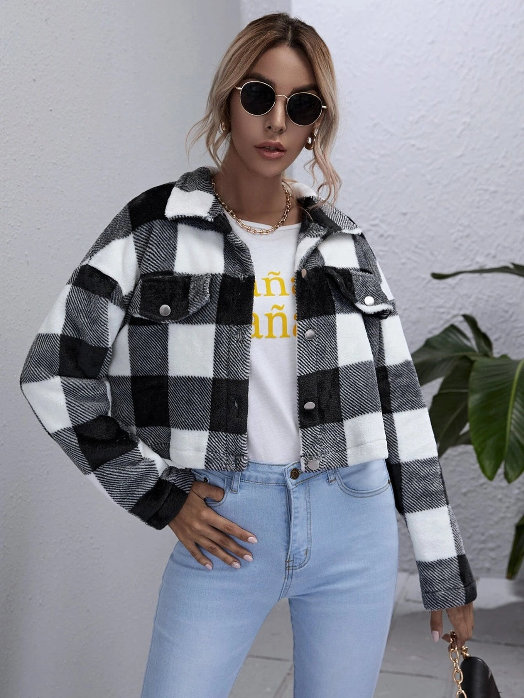EB | Karierter Button-Down-Kragenjacke