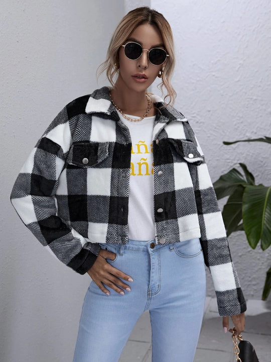 EB | Karierter Button-Down-Kragenjacke