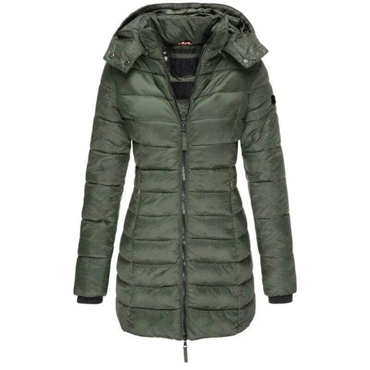 EB | Damen Lange Winter Pufferjacke mit Kapuze