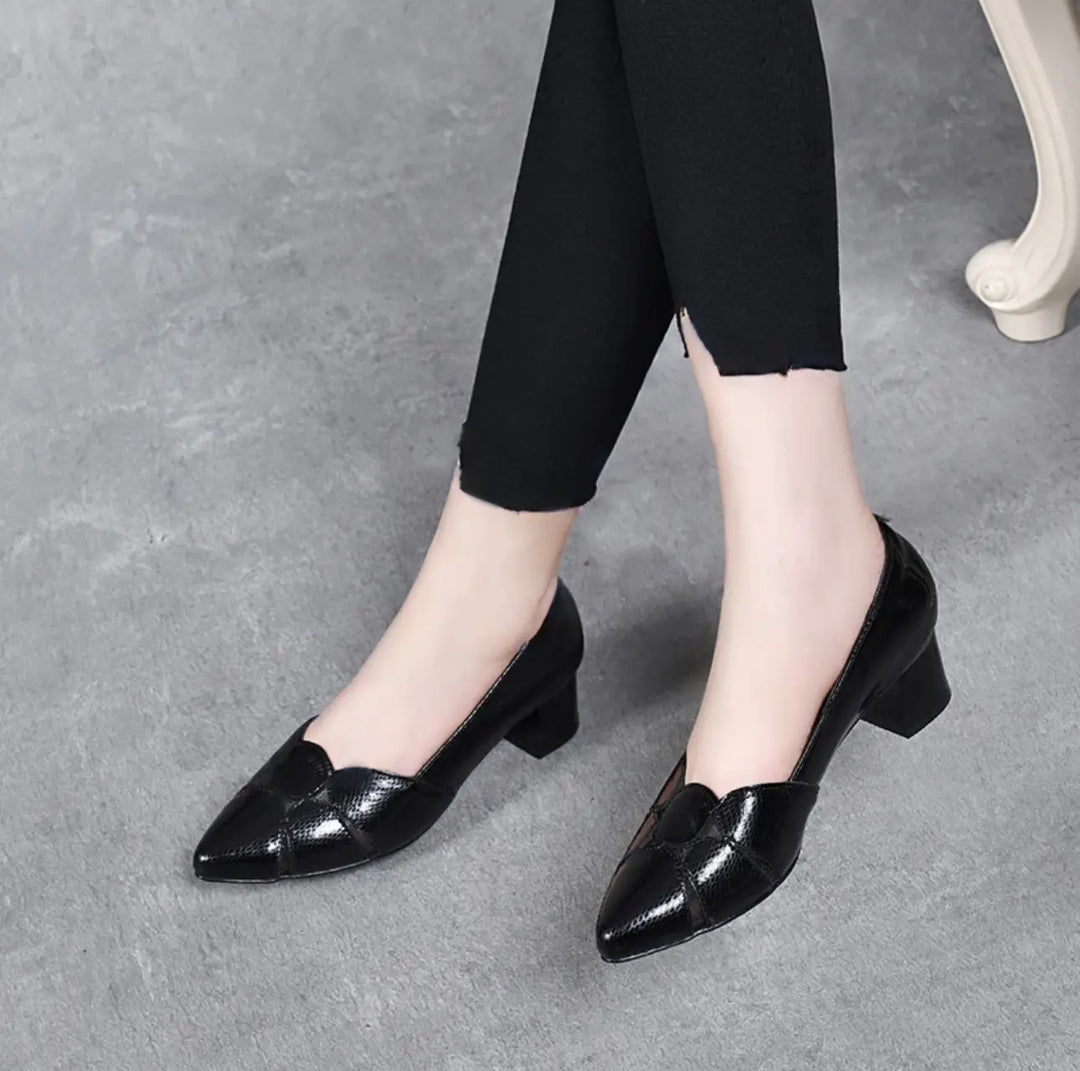 Glänzende Chunky Heels mit spitzer Zehe EB EB
