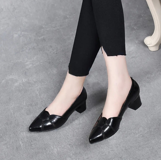 Glänzende Chunky Heels mit spitzer Zehe EB EB