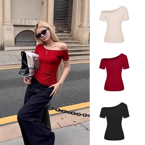 EB | Schräge Schulter Off-Shoulder Kurzarm