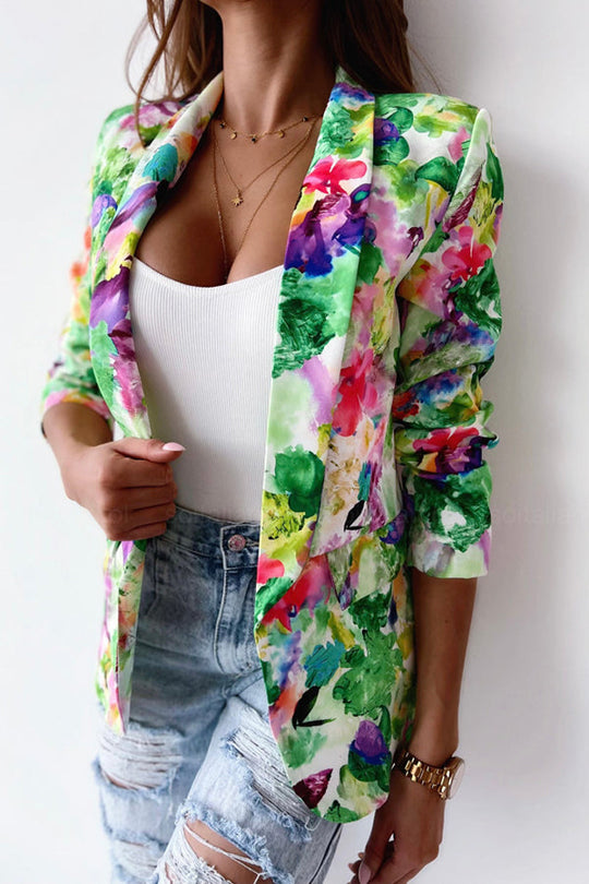 EB | Freie und Echte Florale Revers Freizeitanzug Blazer