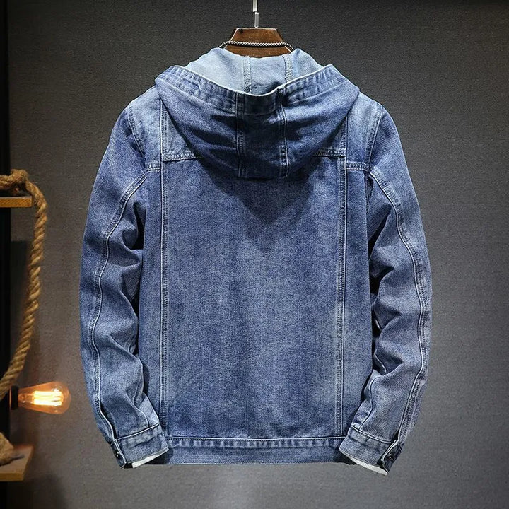 EB | Langärmelig Kapuze Denim Jacke mit Schaltflächen